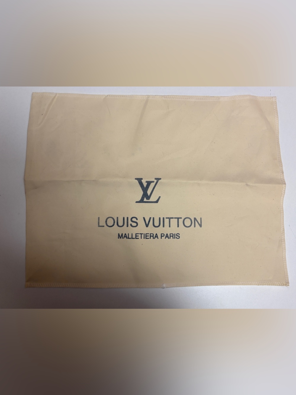 Louis Vuitton Beige Dust Bag with Black Logo